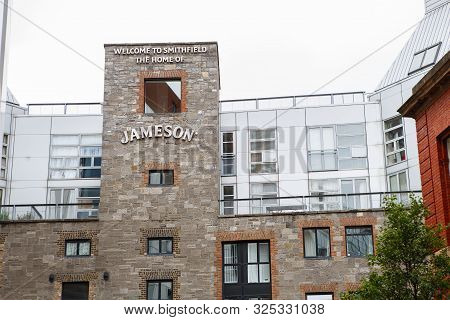 Dublin, Ireland - June 26, 2019: Entrance To The Old Jameson Distillery, Smithfield Square In Dublin