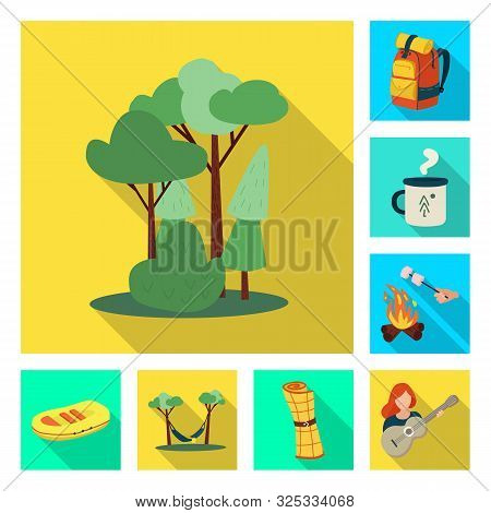 Vector Design Of Trekking And Wildlife Logo. Collection Of Trekking And Leisure Stock Symbol For Web