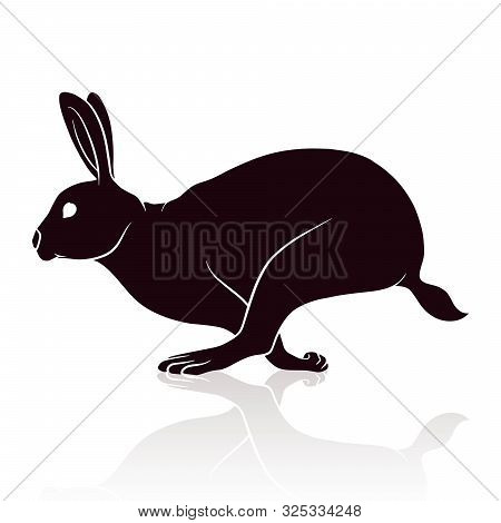 Rabbit Silhouette Vector Illustration Isolated On White Background