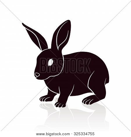 Rabbit Silhouette Vector Illustration Isolated On White Background
