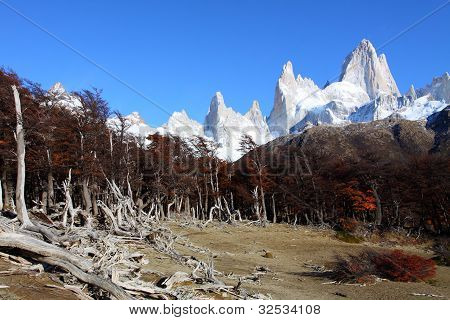 Kaunis luonto maisema Mt. Fitz Roy Los Glaciares National Park, Patagonia, Arge nähtynä