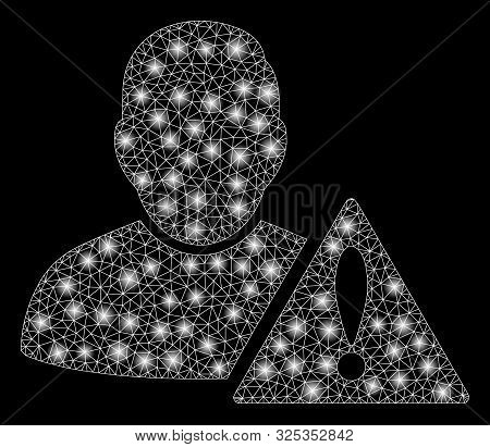 Glossy Mesh User Error With Glow Effect. Abstract Illuminated Model Of User Error Icon. Shiny Wire F