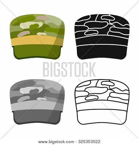 Isolated Object Of Cap And Hat Icon. Collection Of Cap And Soldier Vector Icon For Stock.