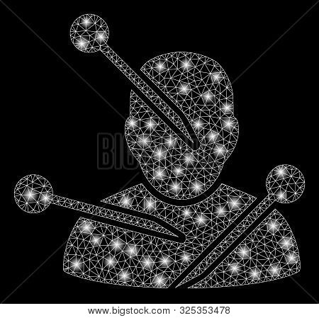 Flare Mesh Voodoo Needles With Glare Effect. Abstract Illuminated Model Of Voodoo Needles Icon. Shin