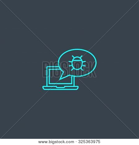 Adware Concept Blue Line Icon. Simple Thin Element On Dark Background. Adware Concept Outline Symbol
