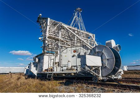 Radio Telescope Satellite Antenna Unit At Sunny Day.