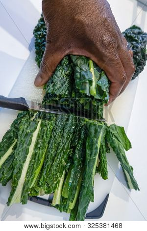Cavolo Nero Being Prepared In A Kitchen Environment