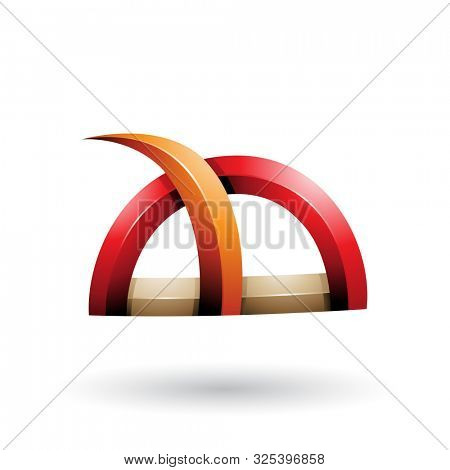 Illustration of Red and Orange Glossy Grass Like Spiky Shape isolated on a White Background