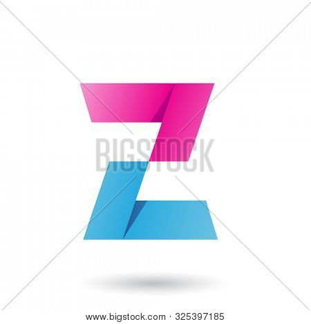 Illustration of Magenta and Blue Folded Paper Letter Z isolated on a White Background