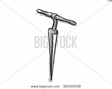Wheelwright's Reamer Woodworking Hand Tool Cartoon Retro Drawing