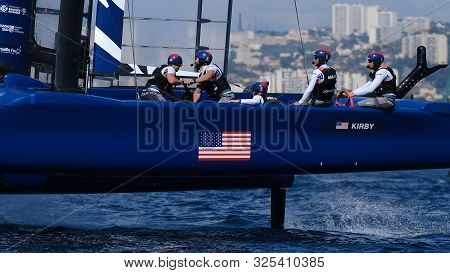 Marseille, France - September 20 21 & 22, 2019: Team Usa, During Sailgp Final World Series On Septem