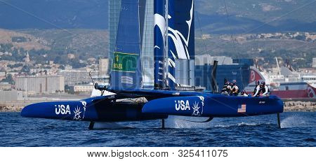 Marseille, France - September 20 21 & 22, 2019: Team Usa, During Sailgp Final World Series On Septem