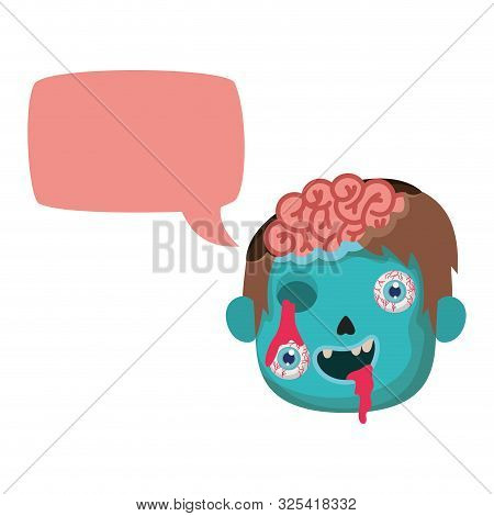 Boy Head With Sombie Costume And Speech Bubble Vector Illustration Design