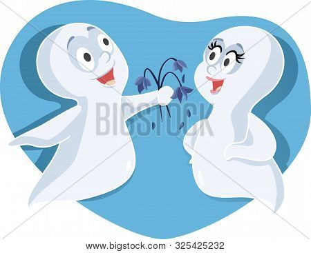 Funny Ghost Receiving Dried Flowers From Boyfriend