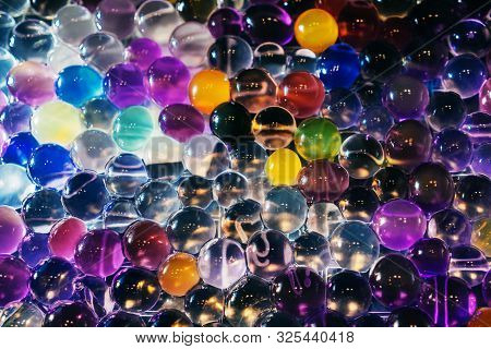 Abstract Texture, Color Balls Of Hydrogel For The Background. Hydrogel Beads.
