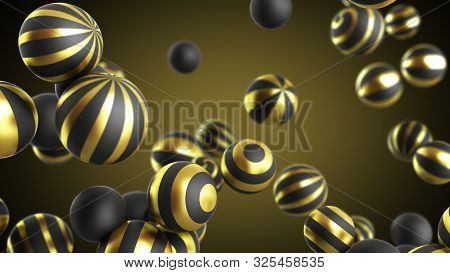 Abstract Background Black Spheres On A Darck Background 3d Render