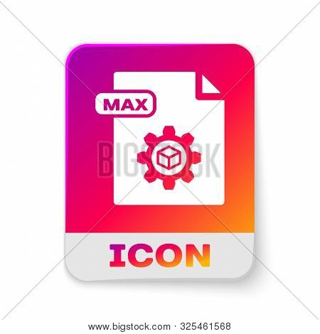 White Max File Document. Download Max Button Icon Isolated On White Background. Max File Symbol. Rec