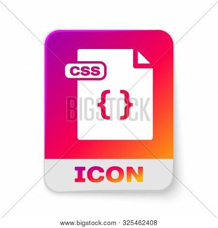 White Css File Document. Download Css Button Icon Isolated On White Background. Css File Symbol. Rec