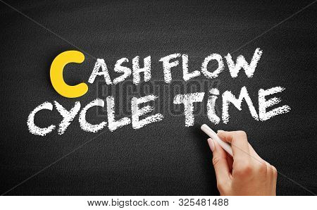 Cash Flow Cycle Time Text On Blackboard, Business Concept Background