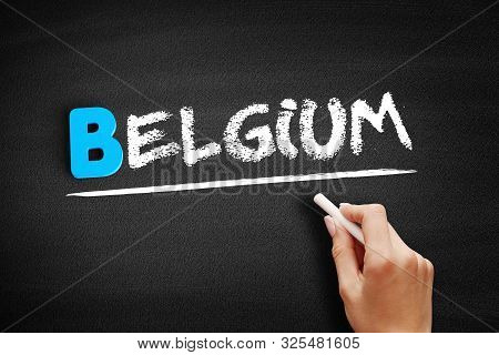 Belgium - Text On Blackboard, Concept Background