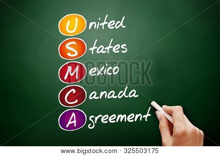 Usmca - United States Mexico Canada Agreement Acronym, Concept On Blackboard
