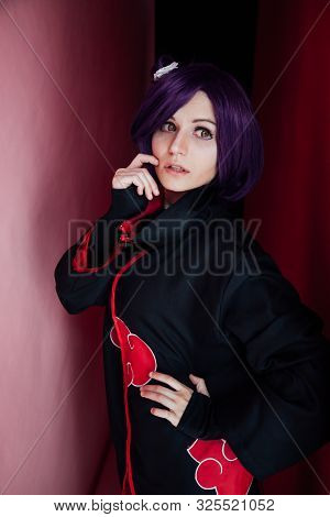 Girl Anime With Purple Hair Japan Cosplay