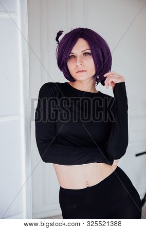 Girl Anime With Purple Hair Japan Cosplay