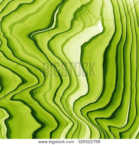 Summer Abstract Hand Drawn Watercolor Or Alcohol Ink Background In Green And Yellow Tones. Trendy St