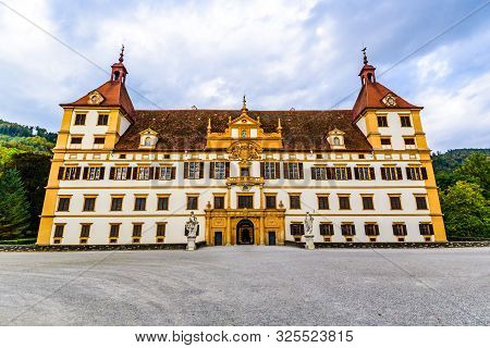 View At Eggenberg Palace In Autumn Tourist Spot, Famous Travel Destination In Styria.