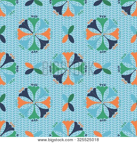 Geometric Folk Art Floral Vector Seamless Repeat Pattern