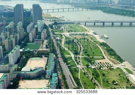 Seoul City Street View From Top In Summer