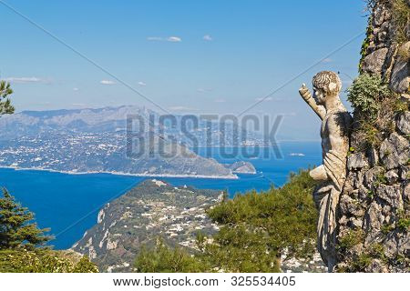 Panorama Of Capri Island From Monte Solaro, Capri, Italy.