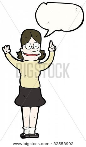 Cartoon kluge Frau mit Brille