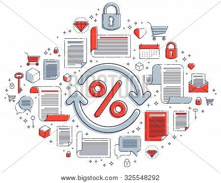 Percent Symbol And Loop Arrow, Taxes, Return On Investment, Refund, Stock Market, Refinance, Bookkee