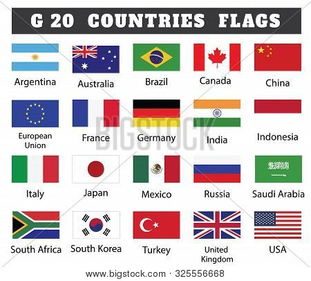 G 20 Countries Flags Collection.member Countries Flags Of G 20 Drawing By Illustration