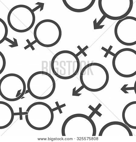 Male And Female Symbol Set. Gender Vectorseamless Pattern On A White Background.