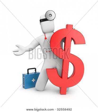 3D medico con dollaro e firstaid