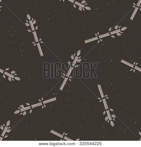 Hand Made Bamboo Stem Seamless Pattern. Japanese Abstract Geo Botanical . Moody Dark Brown Neutral T