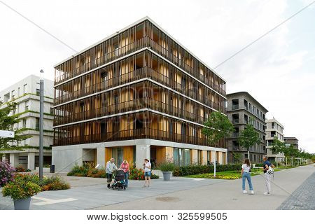 Heilbronn, Germany - August 12, 2019. A Modern Urban Space Combines Technical Innovation And Landsca