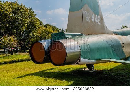 Daejeon, South Korea; September 29, 2019: Engine Exhaust Of F-5b Freedom Fighter Military Jet Aircra