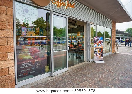 VERONA, ITALY - CIRCA MAY, 2019: entrance to 12oz Coffee Joint at Verona Porta Nuova Railway Station.