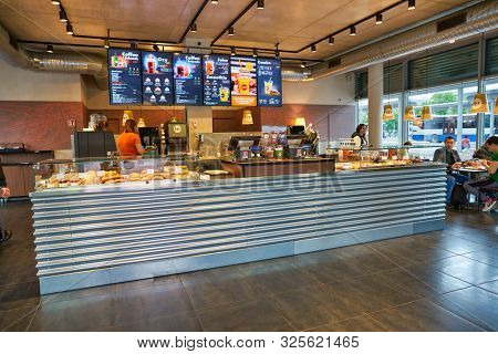 VERONA, ITALY - CIRCA MAY, 2019: interior shot of 12oz Coffee Joint at Verona Porta Nuova Railway Station.