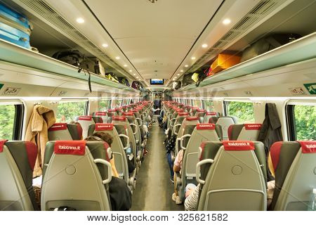 VERONA, ITALY - CIRCA MAY, 2019: interior shot of italo train.
