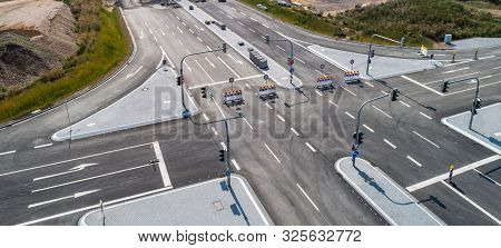Aerial Photograph Of Road Cross Under Construction. Building New Streeet Area Connection Viewpoint F