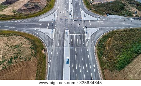 Aerial Photograph Of Road Cross Under Construction. Building New Streeet Area Connection Viewpoint F