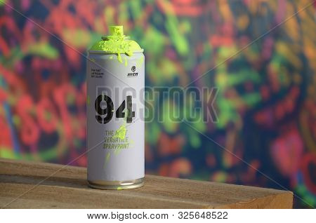 Kharkov, Ukraine - August 24, 2019: Montana Mtn 94 Used Spray Can For Graffiti Painting Outdoors On 