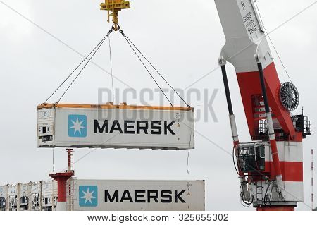Crane Unloads Container Ship Sevmorput - Russian Nuclear-powered Icebreaker Lighter Aboard Ship Carr