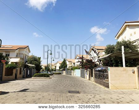Holon, Israel  April 02, 2019: Private Houses, Trees And Streets In Holon, Israel.