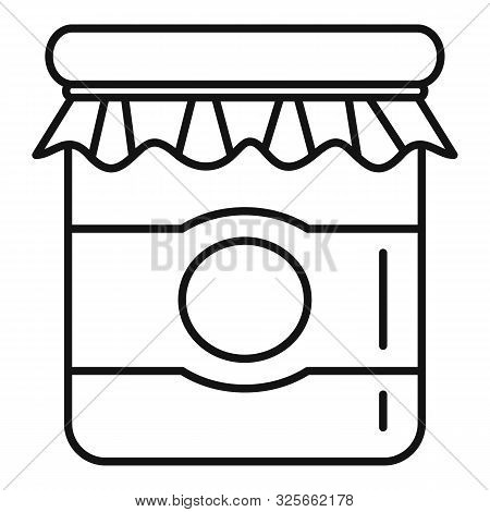Eco Jam Jar Icon. Outline Eco Jam Jar Vector Icon For Web Design Isolated On White Background