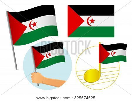 Sahrawi Arab Democratic Republic Flag Icon Set. National Flag Of Sahrawi Arab Democratic Republic Ve